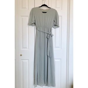 Bridesmaid Maxi Dress Sage Green V-neck